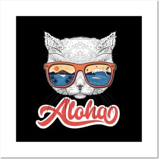 Funny Cat Hawaiian Aloha Cat Lover Hawaii Posters and Art